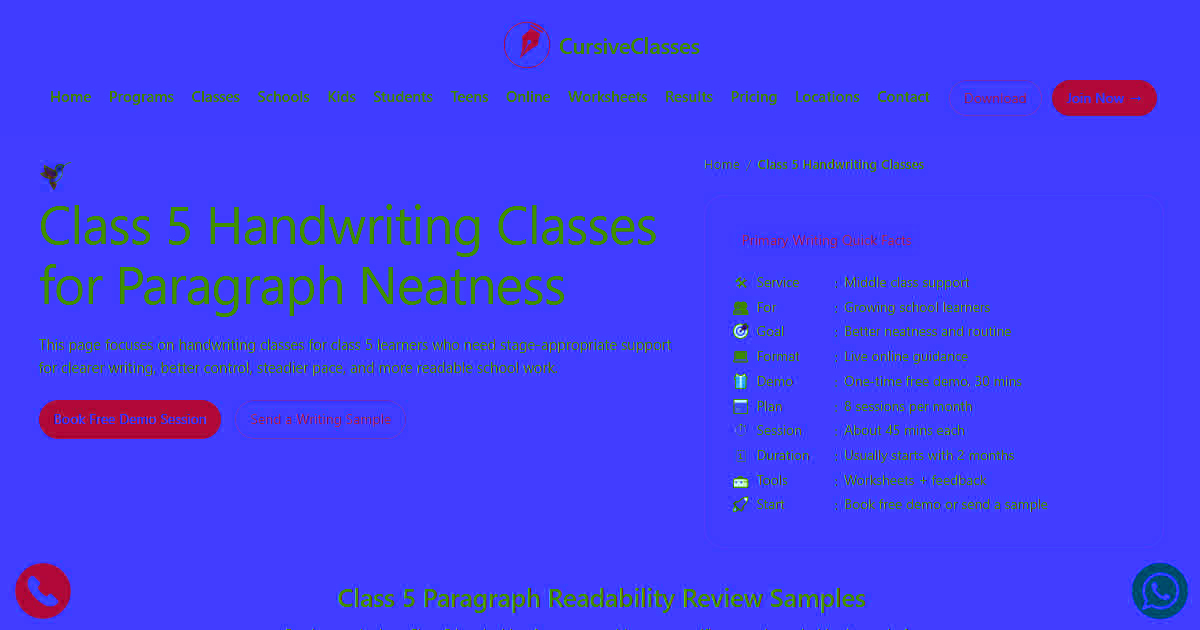 Handwriting for Class 5 | Cursive Writing | CursiveClasses.in