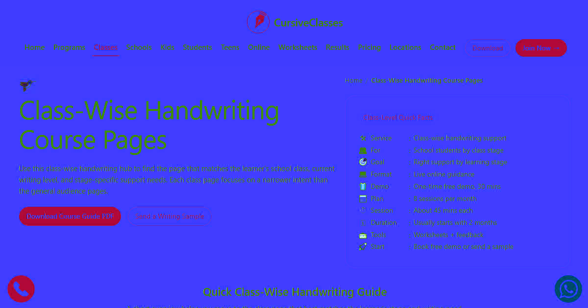 Class-Wise Handwriting Classes | Class 1 to 12 | CursiveClasses.in