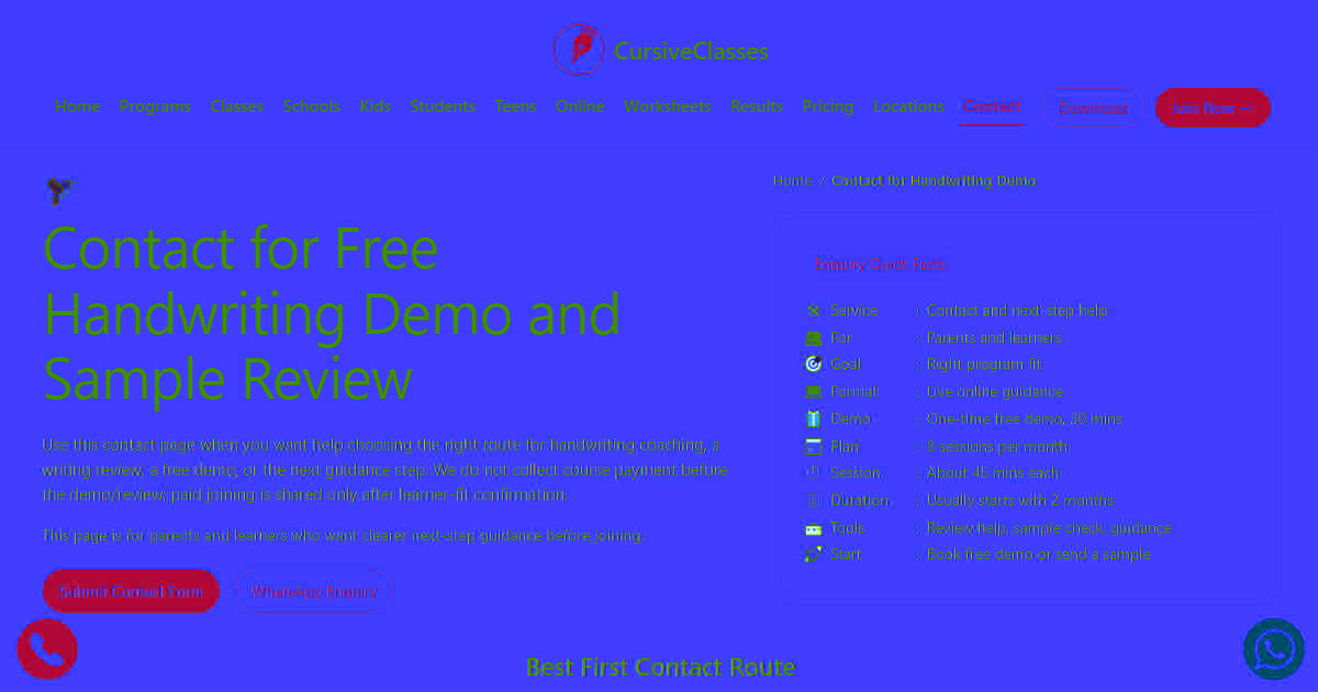 Contact Handwriting Coaching Team | CursiveClasses.in