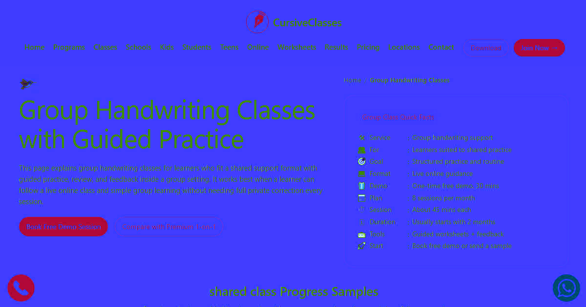 Writing Class Group Group Handwriting Classes Online | CursiveClasses.in