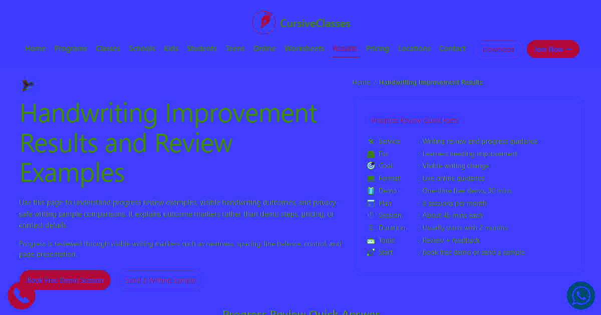 Handwriting Improvement Results | CursiveClasses.in