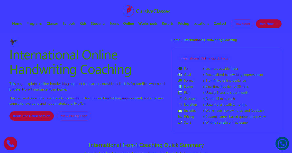 International One-to-One Handwriting Classes | CursiveClasses.in