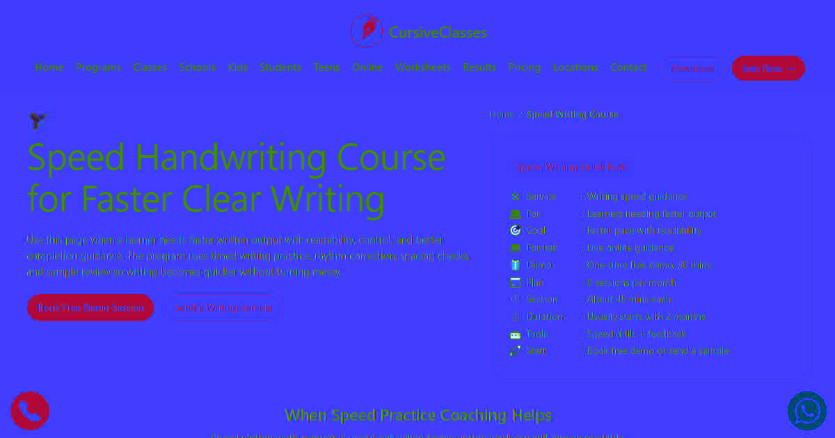 Speed Writing Classes | Fast & Readable Handwriting | CursiveClasses.in