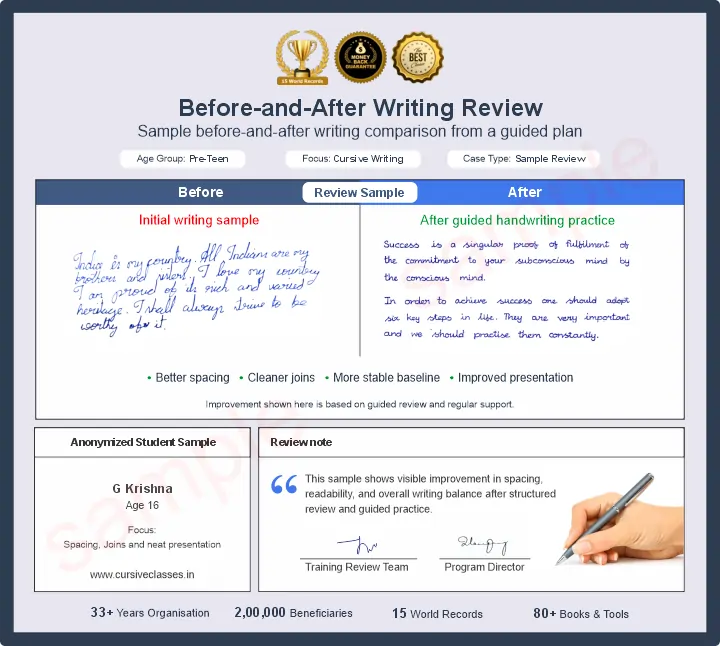 Sample handwriting review preview